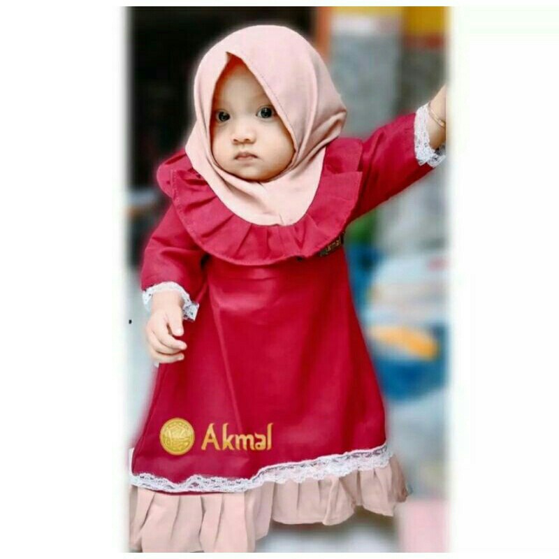 Gamis anak gamis bayi 1 set dengan hijab 5