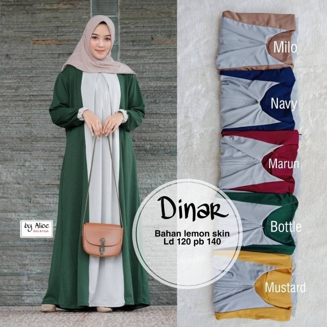 Gamis dinar ori alice material lemon skin 2