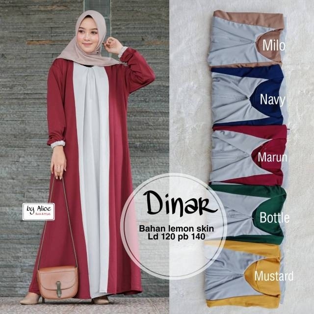 Gamis dinar ori alice material lemon skin 3