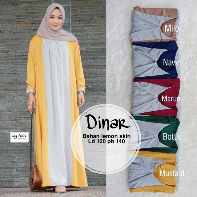 Gamis dinar ori alice material lemon skin 4