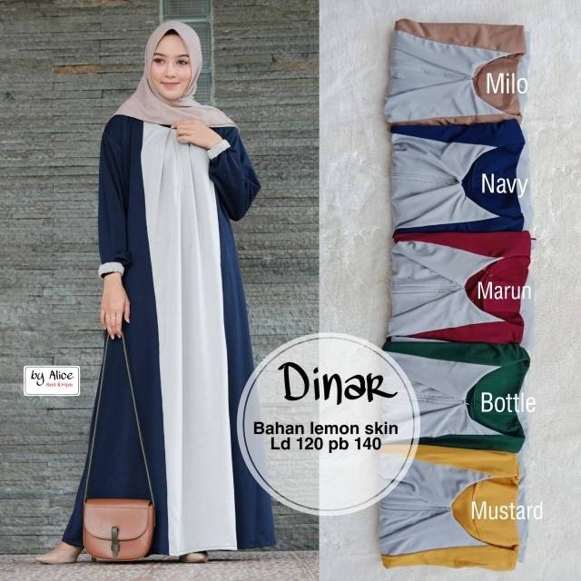 Gamis dinar ori alice material lemon skin 5