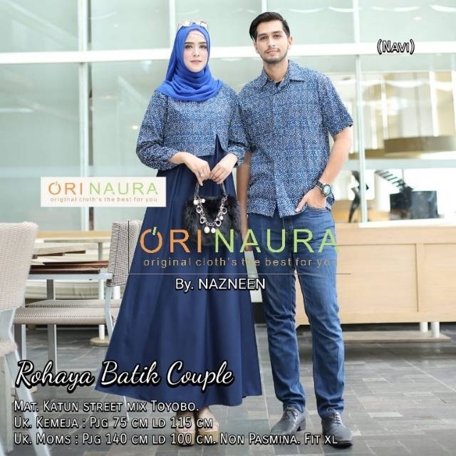 Gamis plus kemeja rohaya batik couple ori naura material  2