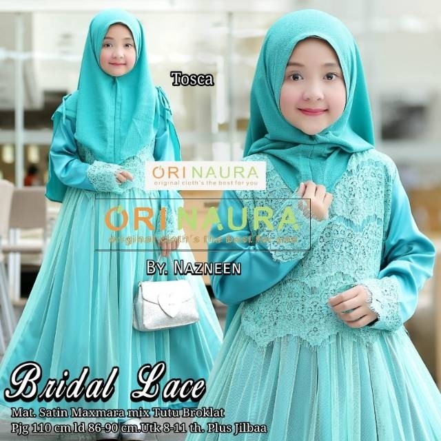 Gamis plus khimar kids bridal Lace syari original  3