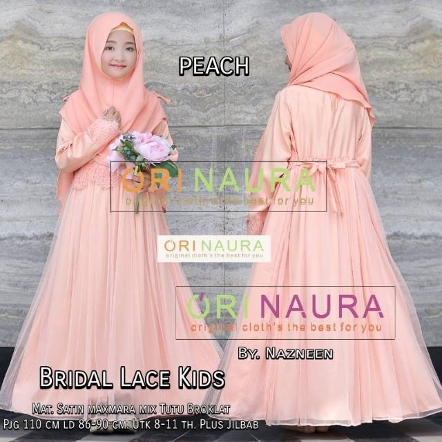 Gamis plus khimar kids bridal Lace syari original  5