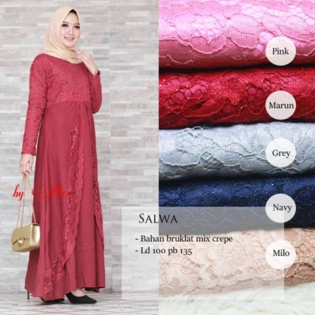 Gamis salwa ori alice mat crepe mix bruklat  2