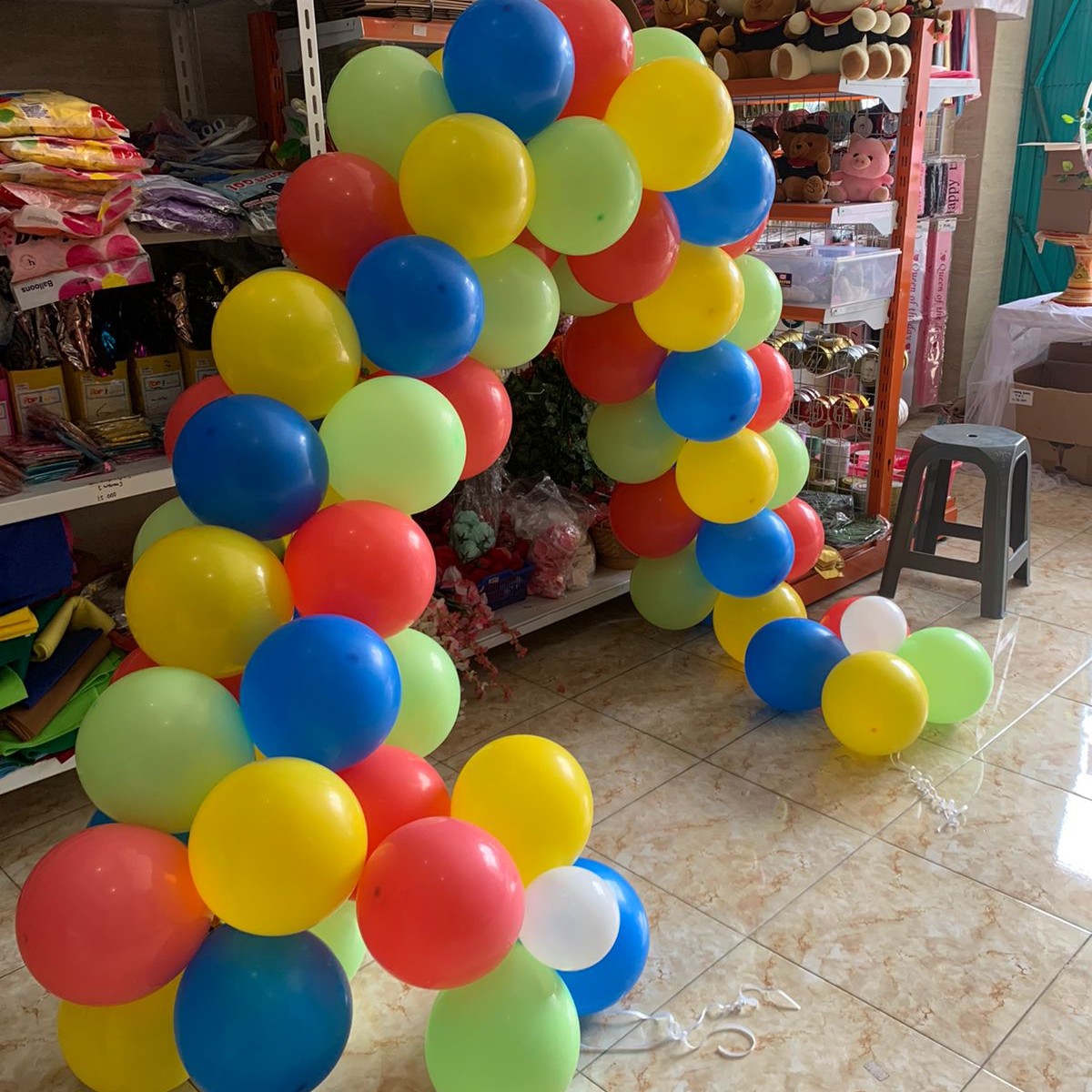 Garland 2 Meter Merah Kuning Hijau Muda Biru Cocomelon Dan Balon Bunga