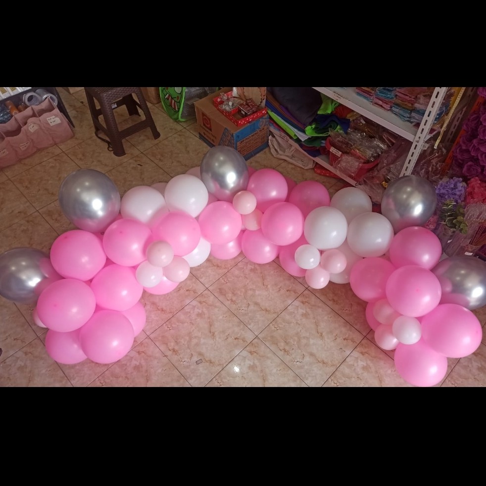 Garland 70 Balon Bisa request warna Pink Putih Silver