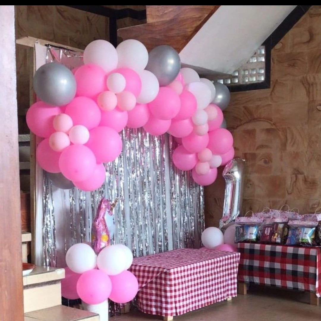 Garland 70 Balon Bisa request warna Pink Putih Silver 2