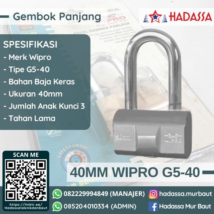 Gembok Leher Panjang 40mm Wipro G5-40