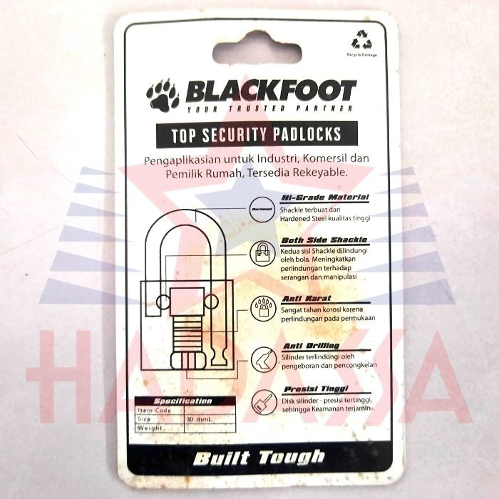 Gembok Panjang 30mm Black Foot 5