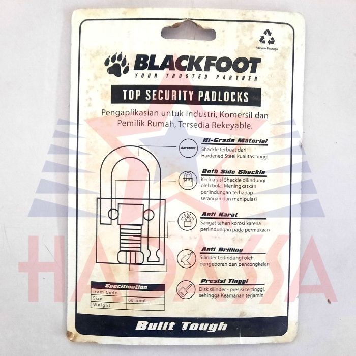 Gembok Panjang 60mm Black Foot 5