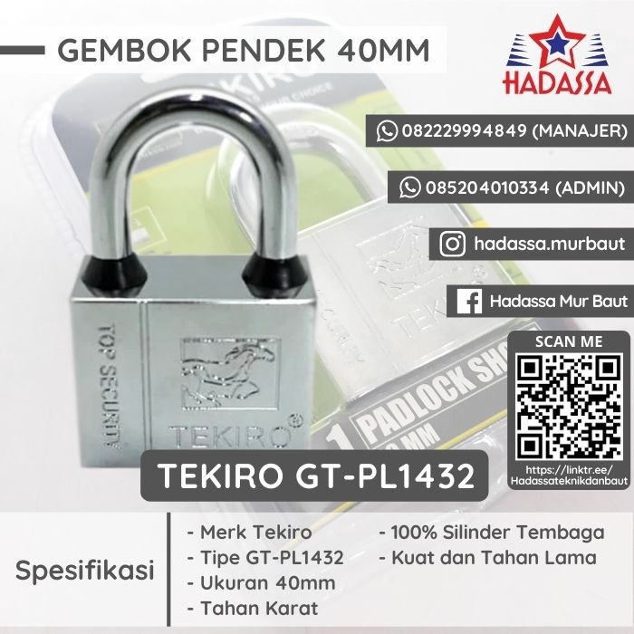 Gembok Pendek 40mm Tekiro GT-PL1432