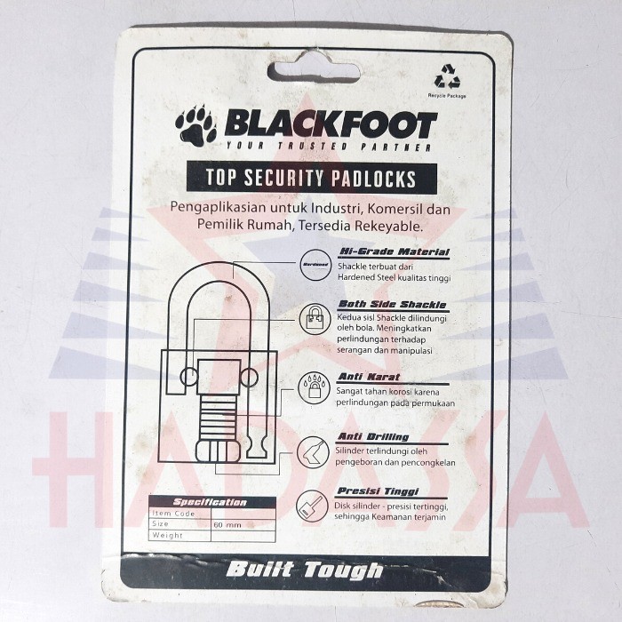 Gembok Pendek 60mm Black Foot 5