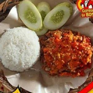 Geprek gebyur original nasi