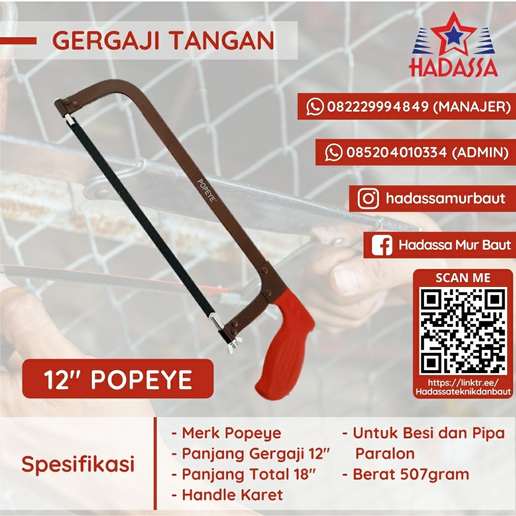 Gergaji Tangan 12 Inci Popeye