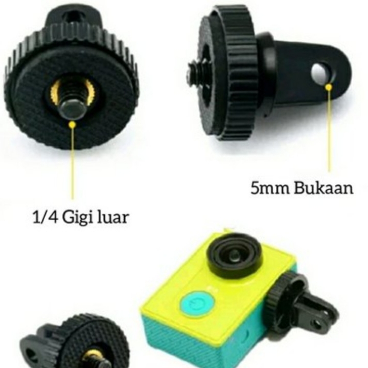 Gopro mount screw adapter ongsis monopod attanta Hitam