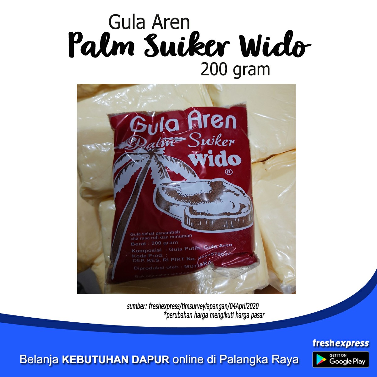 Gula Aren Palm Suiker Wido 200 Gram