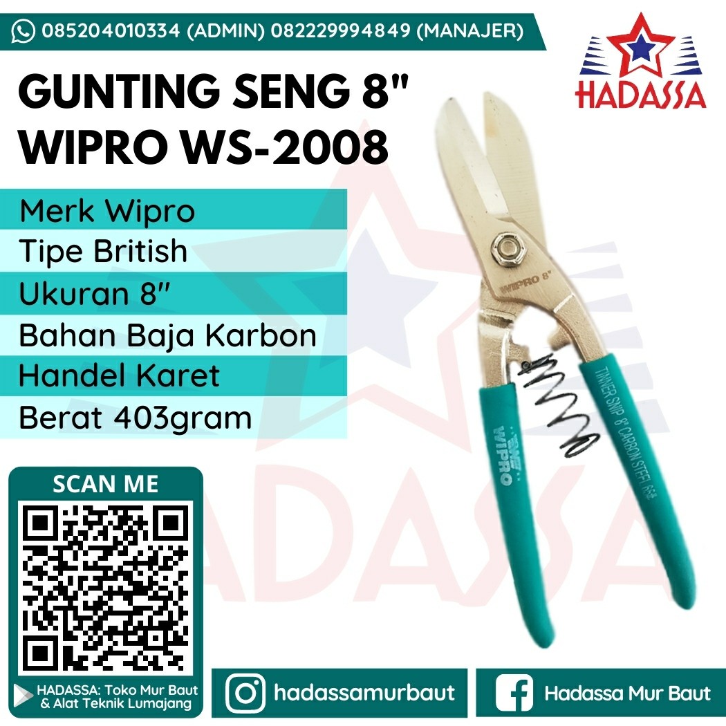 Gunting Seng 8 Inci Wipro WS-2008