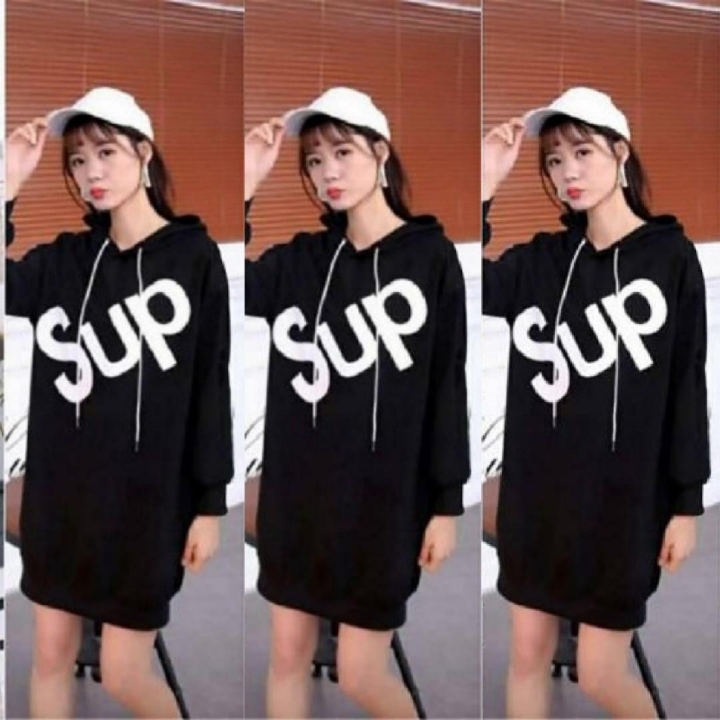 HOODIE DRESS SUP BLACK