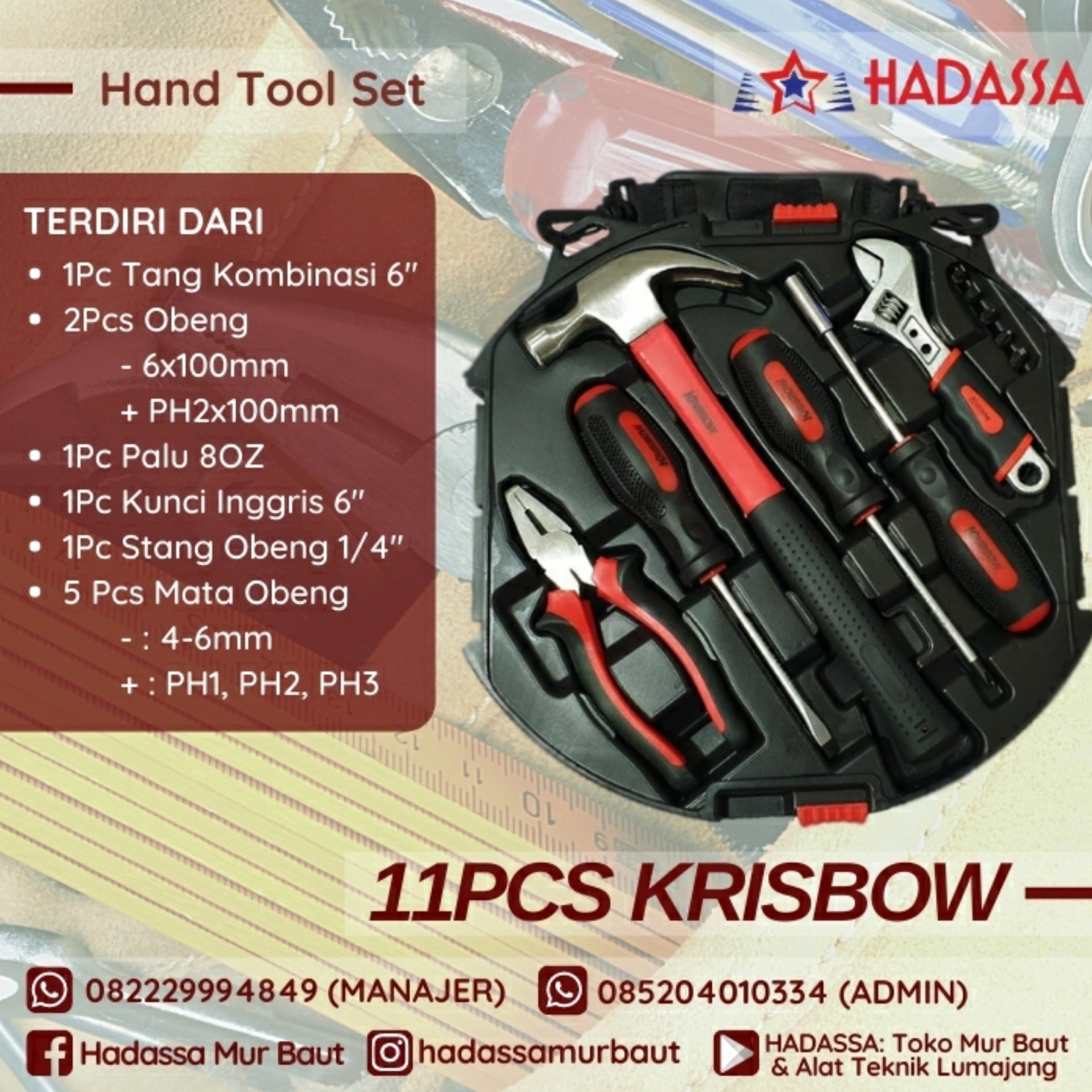 Hand Tool Set 11Pcs Krisbow