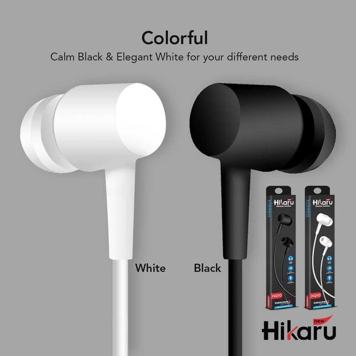 Handsfree Stereo HIKARU HQ10 Black Original - Headset Earphone