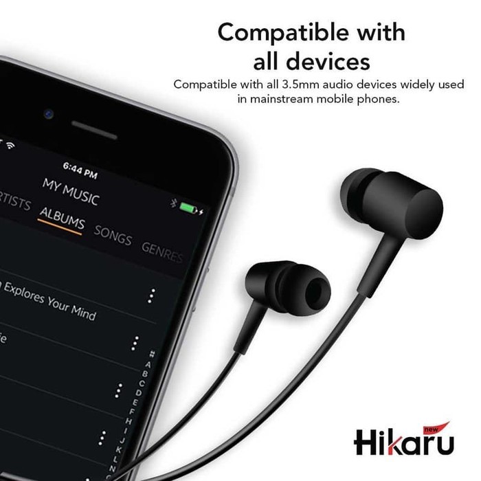 Handsfree Stereo HIKARU HQ10 Black Original - Headset Earphone 4