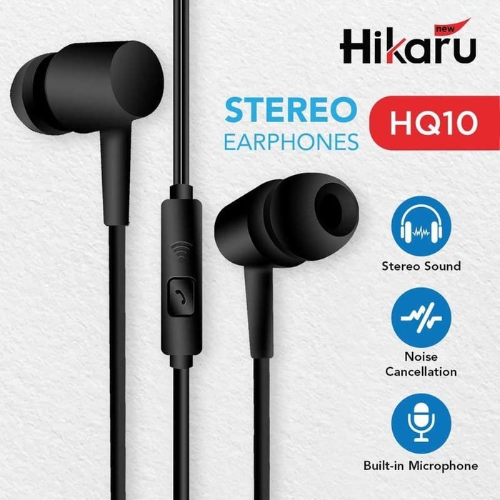 Handsfree Stereo HIKARU HQ10 Black Original - Headset Earphone 5