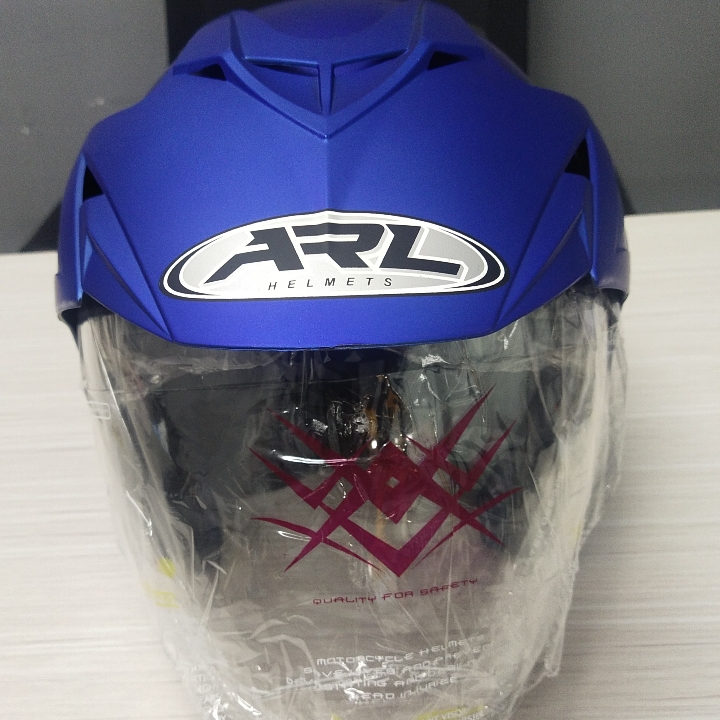 Helm Duke Solid Blue Doff Daubel Visor  Half Face Murah SNI