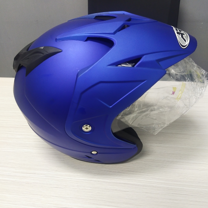 Helm Duke Solid Blue Doff Daubel Visor  Half Face Murah SNI 2