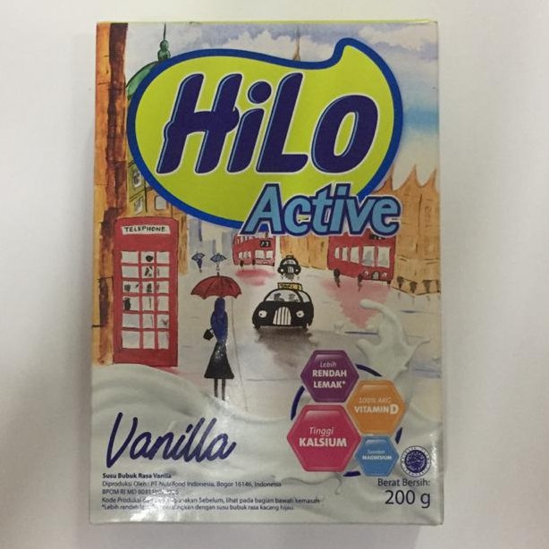 Hilo Active Susu Kalsium Vanilla Kotak 200g