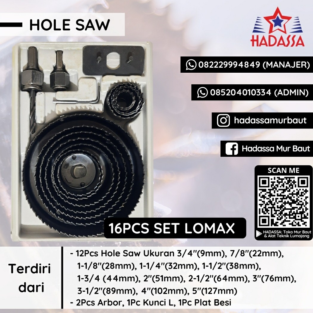 Hole Saw 16Pcs Set Lomax