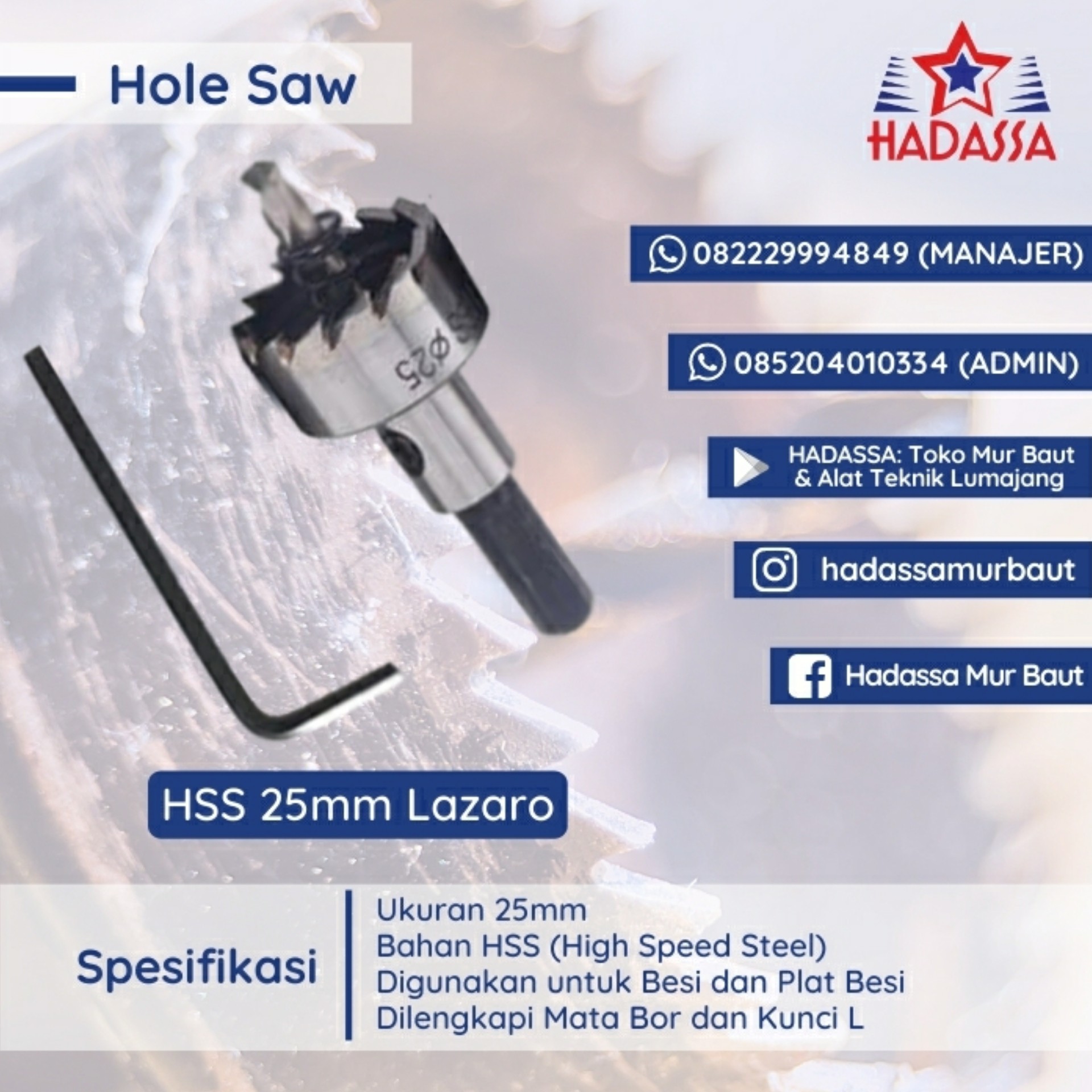 Hole Saw HSS 25mm Lazaro