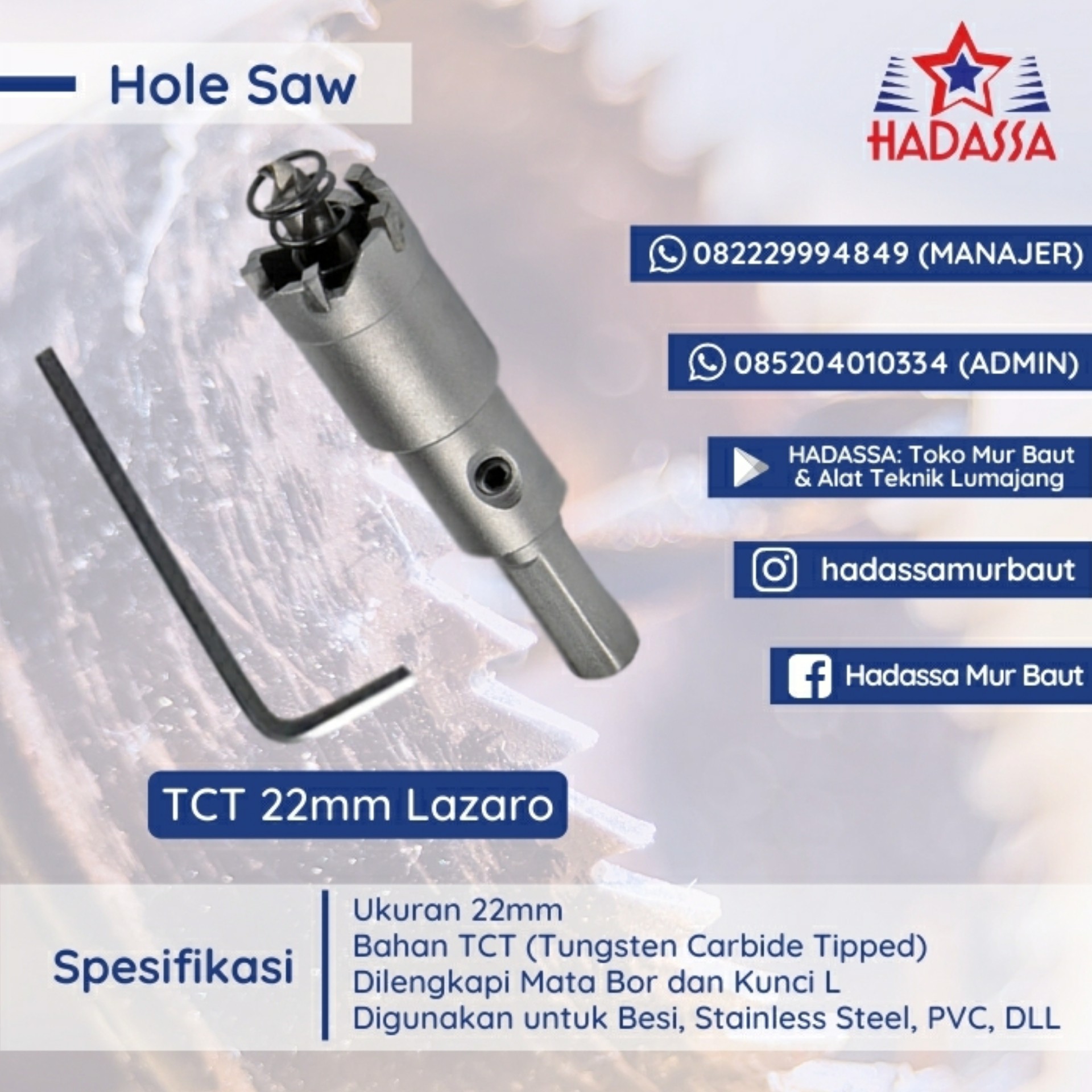 Hole Saw TCT 22mm Lazaro