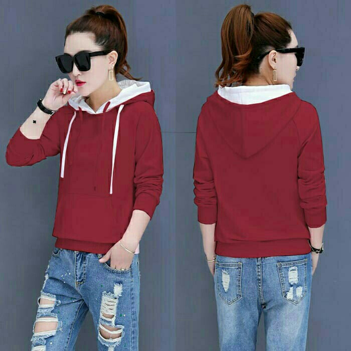 Hoodie Korean Style Maroon