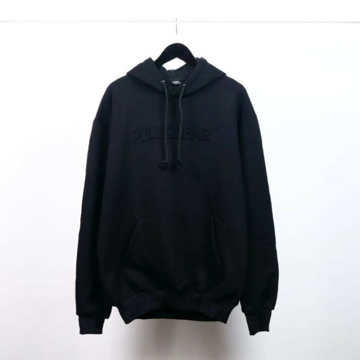 Hoodie PullnBear Embosh Black