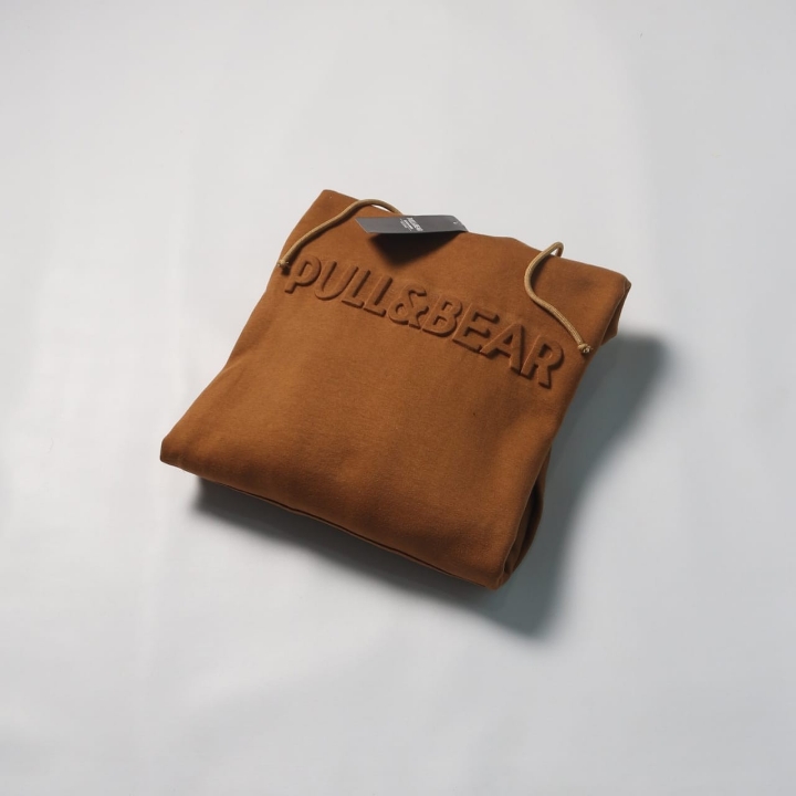 Hoodie PullnBear Embosh Caramel 3