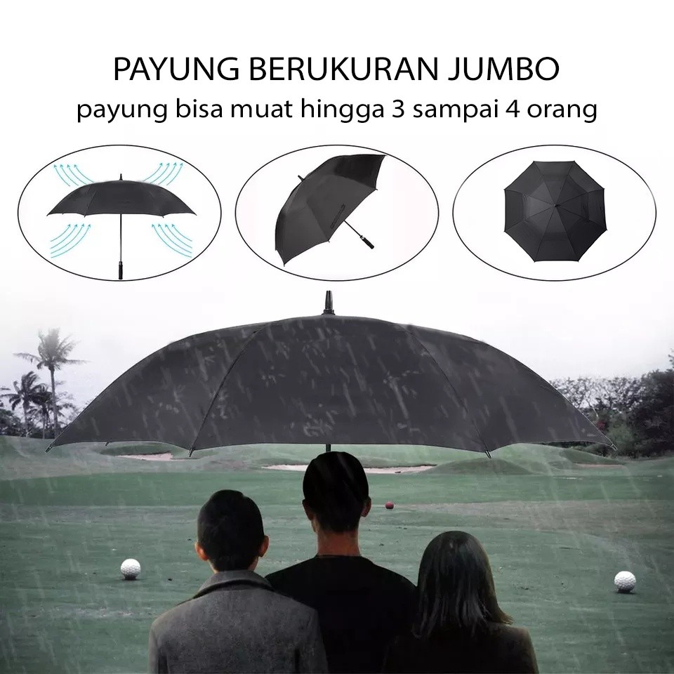 HUGO payung besar jumbo golf otomatis jari fiber premium quality 3