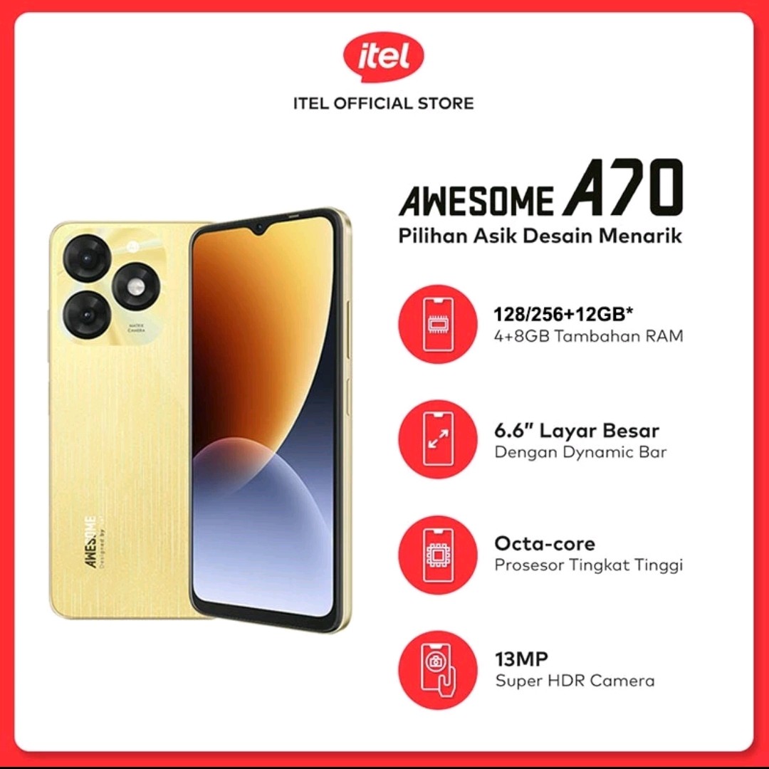 ITEL A70 RAM 4 GB ROM 128 GB 3