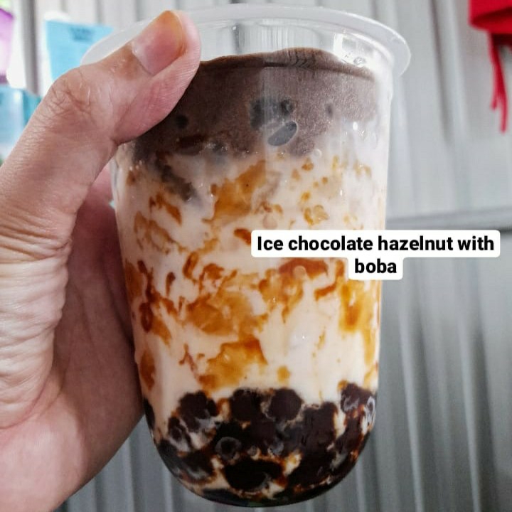 Ice Chocolate Hazelnut With Boba