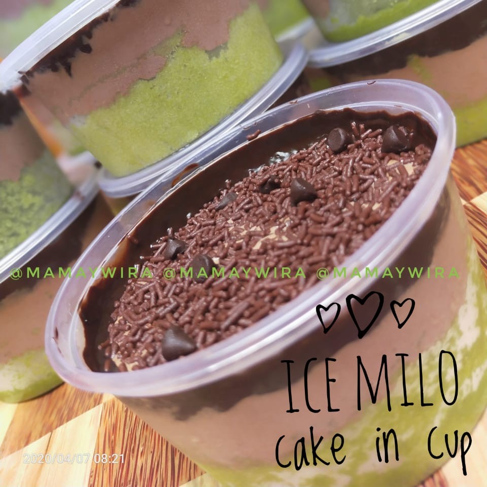 Ice Milo cake in cup