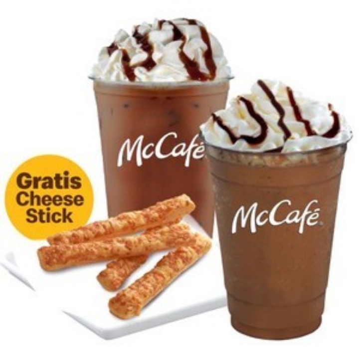 Iced Chocolate  Cocoa Caramel Frappe Large Gratis Cheese Stick