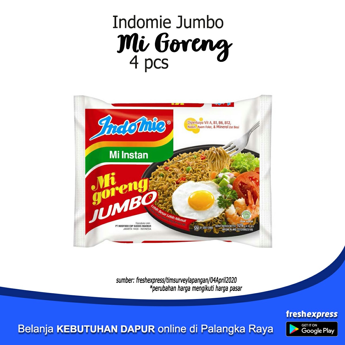 Indomie Jumbo Mi Goreng 4 Pcs