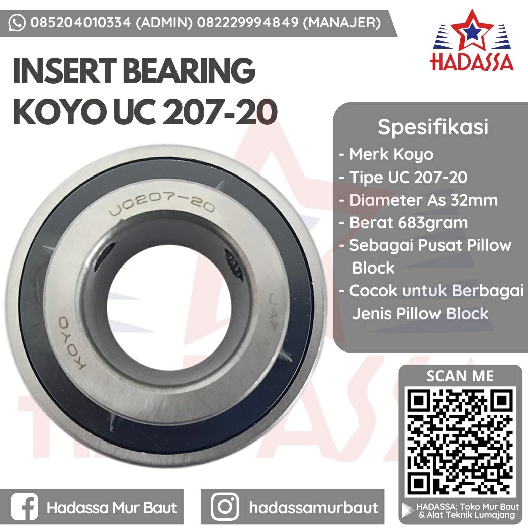 Insert Bearing Koyo UC 207-20