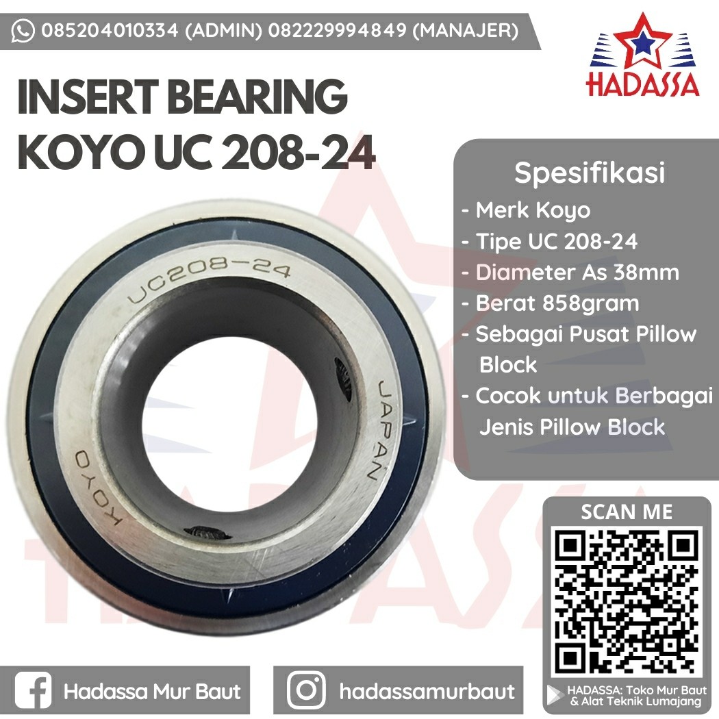 Insert Bearing Koyo UC 208-24