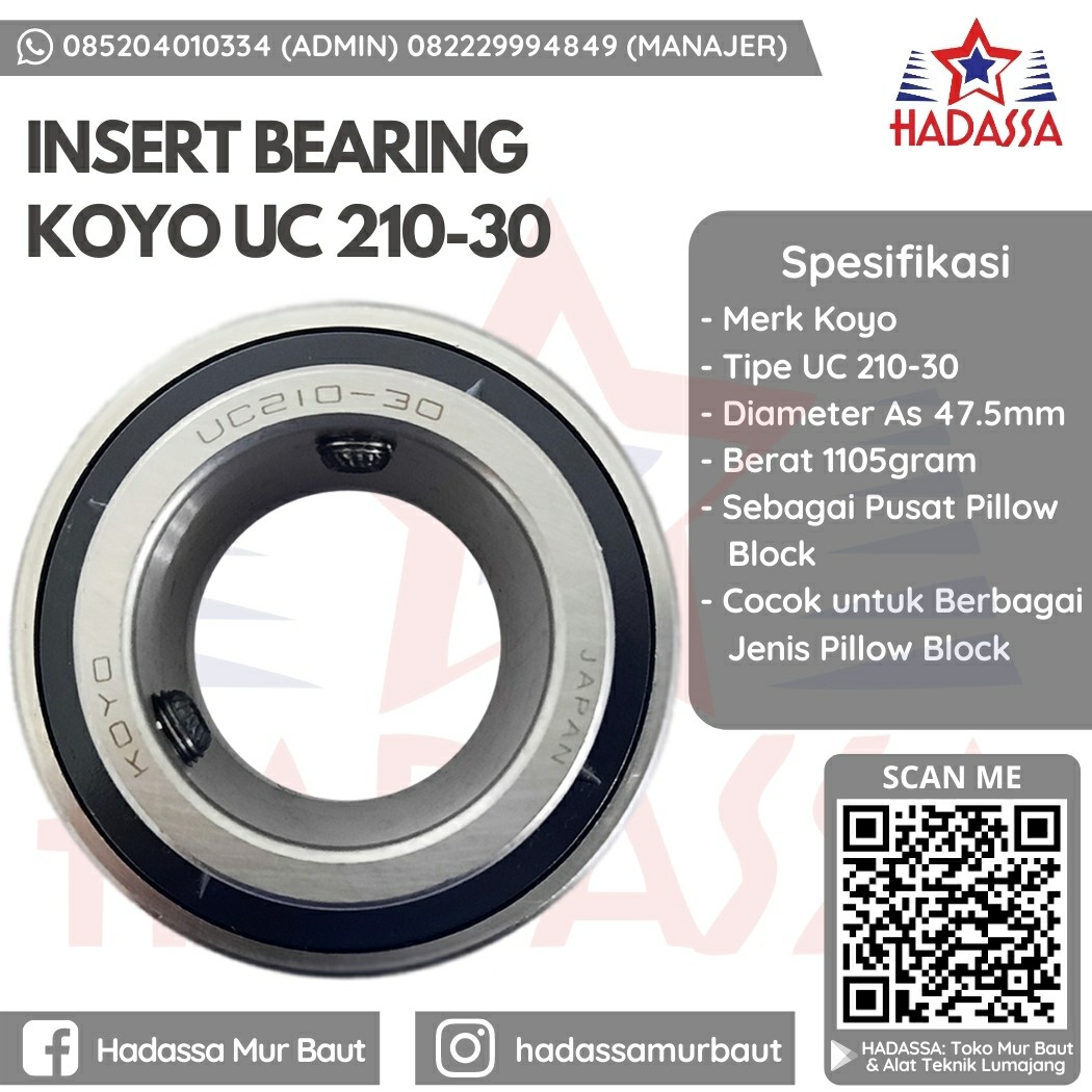 Insert Bearing Koyo UC 210-30