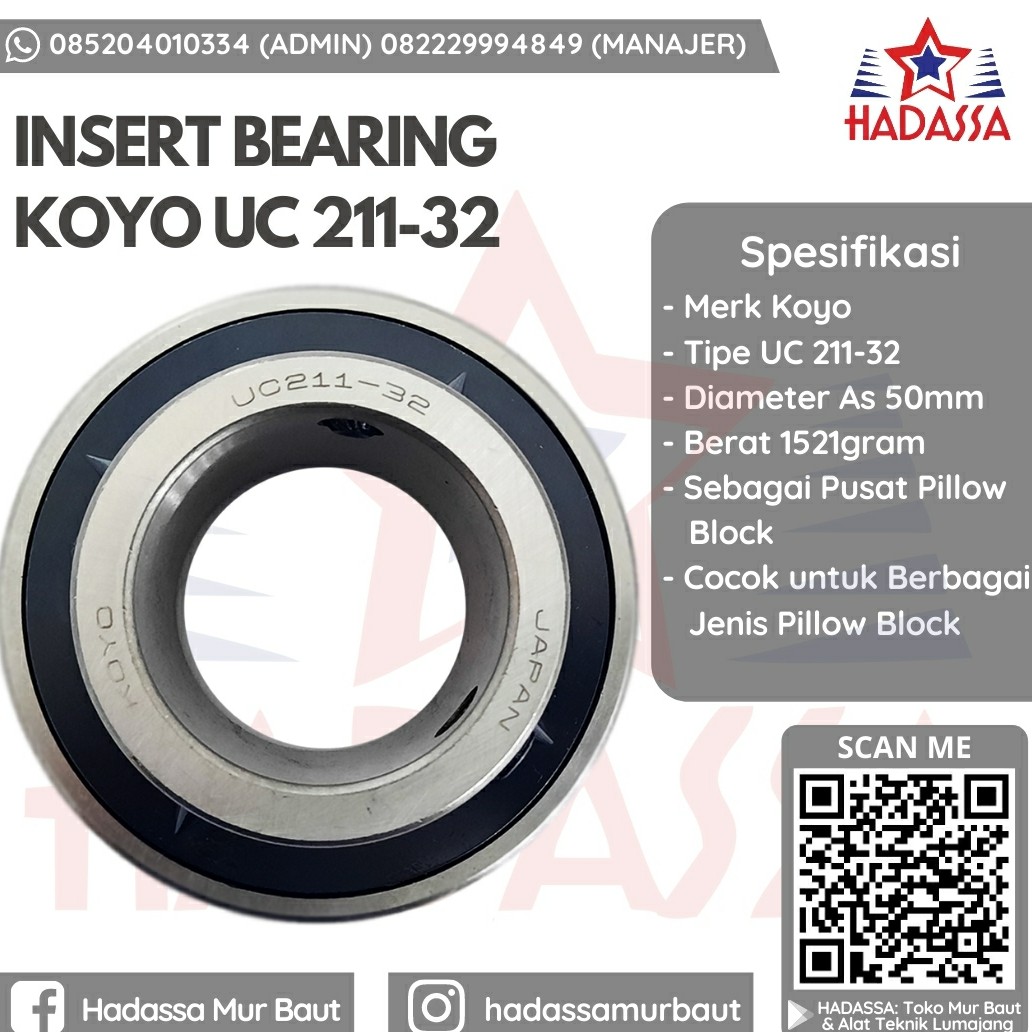 Insert Bearing Koyo UC 211-32