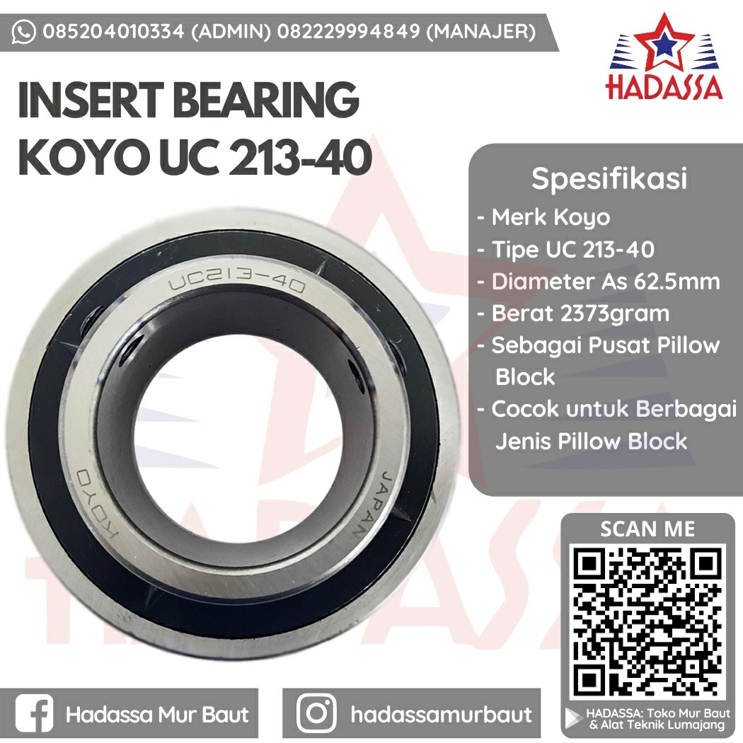 Insert Bearing Koyo UC 213-40