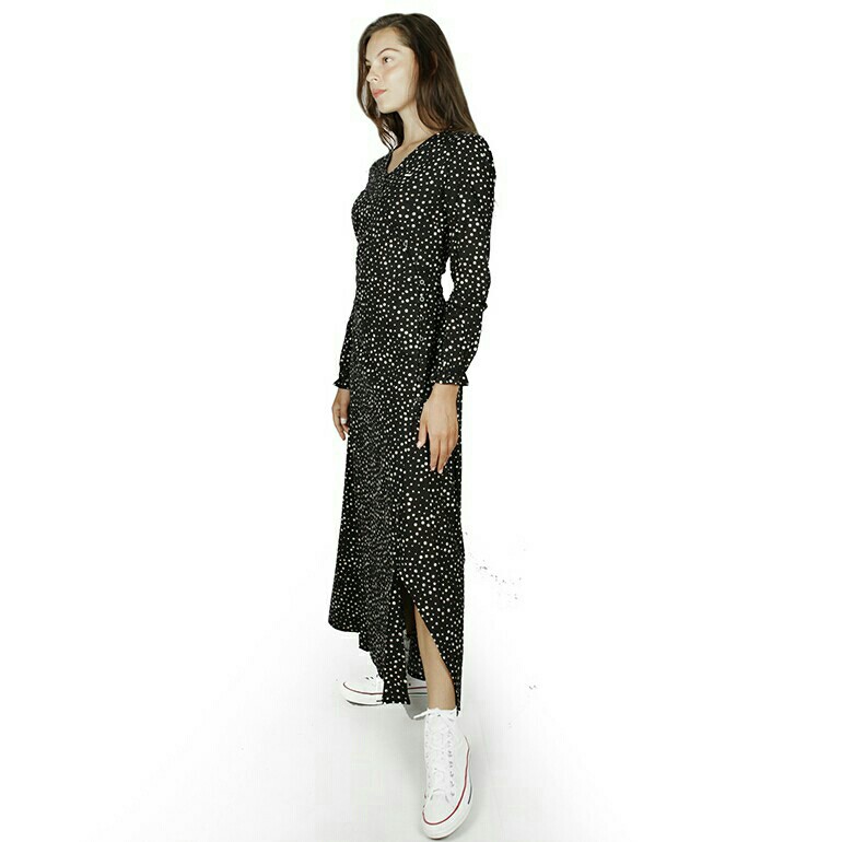 Insight Dress Panjang Wanita Hitam Full Moon Maxi Dress ILS9 2