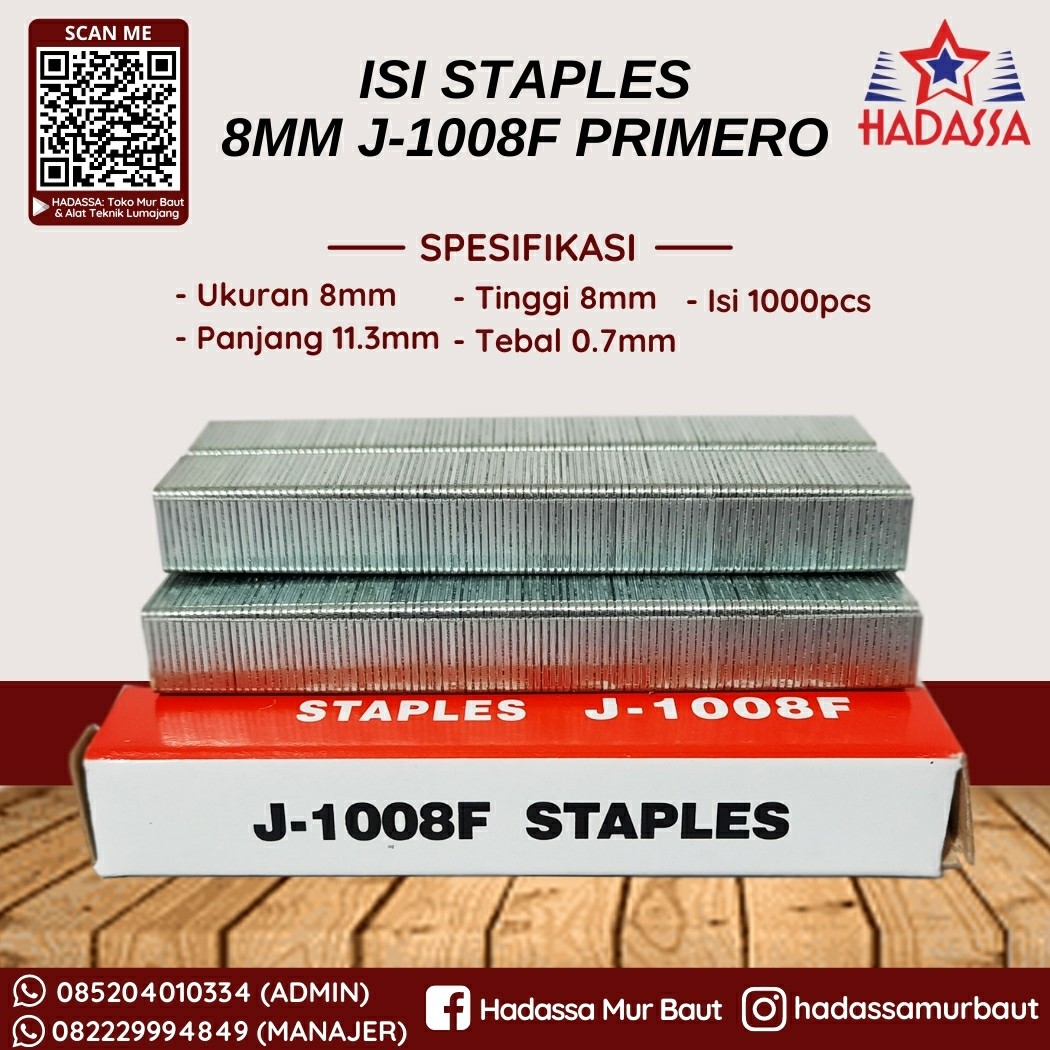 Isi Staples 8mm J-1008F Primero