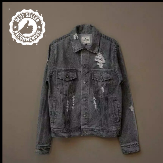 JAKET DENIM RIPPED  VJCT DNM STN BLK